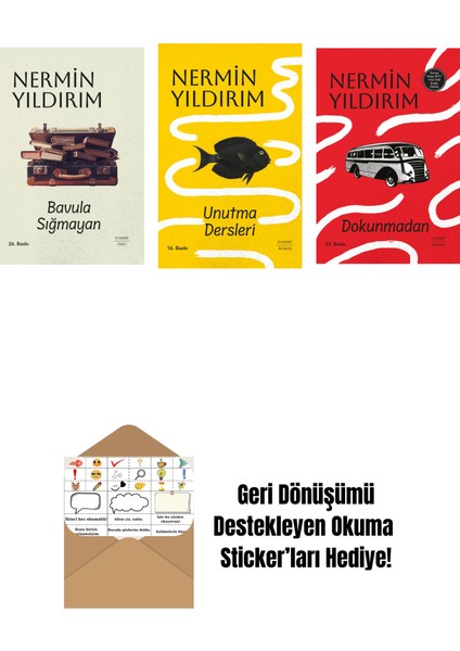 Bavula Sığmayan (Ciltli) + Unutma Dersleri (Ciltli) + Dokunmadan (Ciltli) + Okuma Sticker'ları