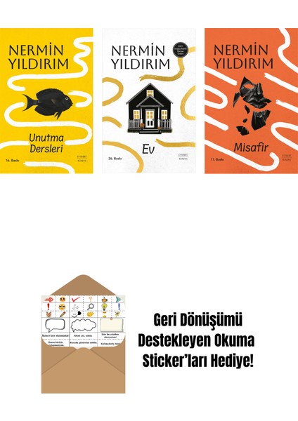 Unutma Dersleri (Ciltli) + Ev (Ciltli) + Misafir (Ciltli) + Okuma Sticker'ları
