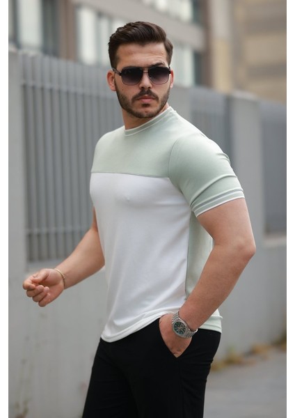 Erkek Parçalı Renk Kısa Kollu Tişört