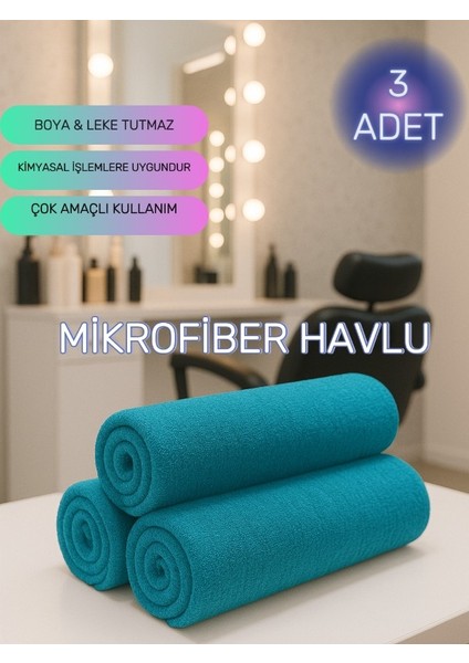 ( 3 Adet ) 50X90CM Mikrofiber Havlu , Berber Havlusu, Kuaför Havlusu, Sporcu Havlusu, El Yüz Havlusu