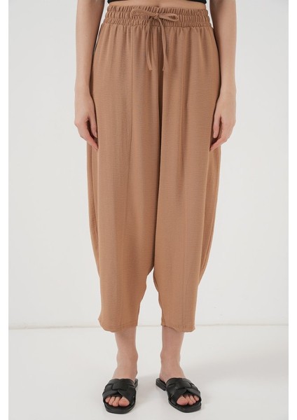 6591 Dokuma Şalvar Pantolon - Camel