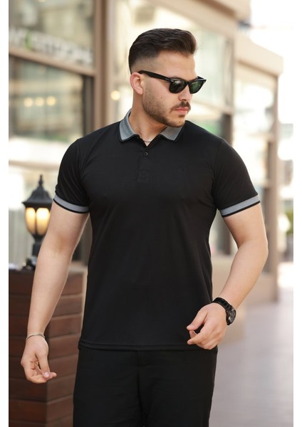Erkek Yakalı Kagi Kumaş Kısa Kollu T-Shirt