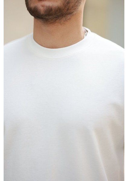 Erkek Basic Oversize Double Face Kumaş Kısa Kollu Tshirt