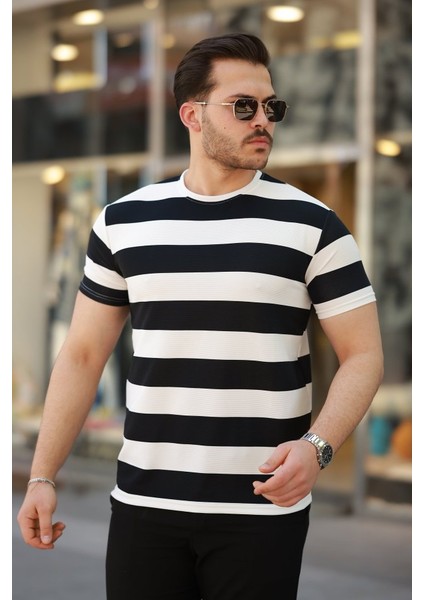 Erkek Çift Renk Pamuklu Örme Kumaş Kısa Kollu T-Shirt