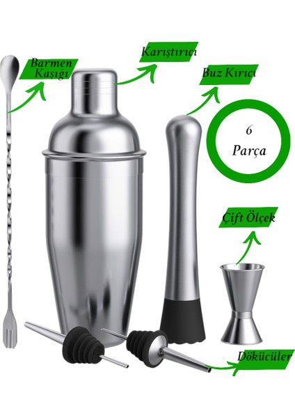 6 Parça Shaker Seti