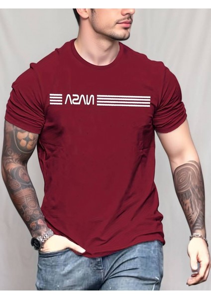 Erkek Kısa Kollu Nasa Baskı Basic Erkek T-Shirt