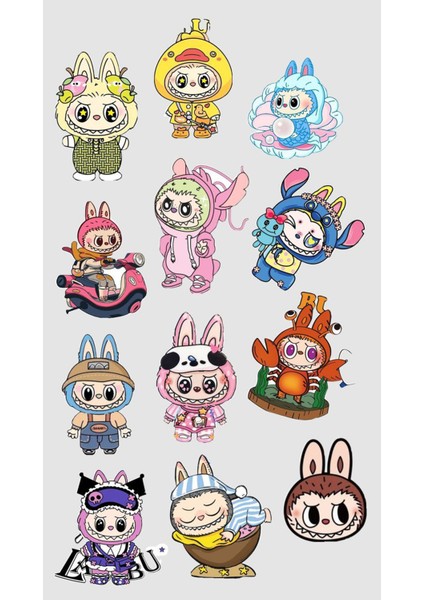 Labubu Sticker Telefon Laptop Notebook Tablet Defter Matara Stiker Etiket ST1010
