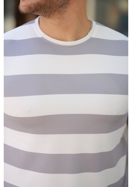 Erkek Çift Renk Pamuklu Örme Kumaş Kısa Kollu T-Shirt