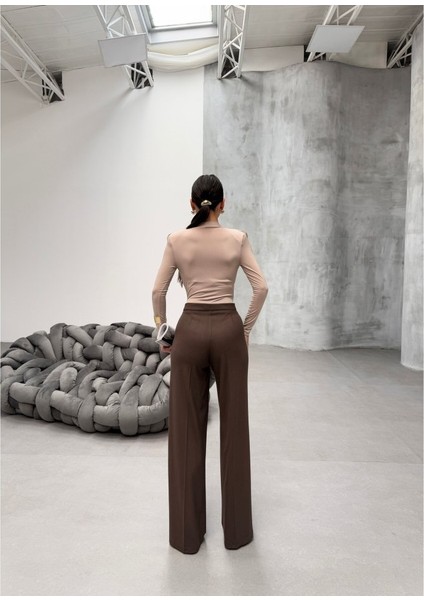 Yüksek Bel Straight Fit Palazzo Pantolon