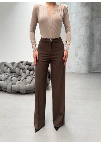 Yüksek Bel Straight Fit Palazzo Pantolon