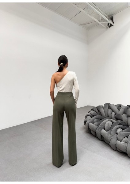 230 gr Poly Viscose Lycra Metal Düğme Palazzo Pantolon