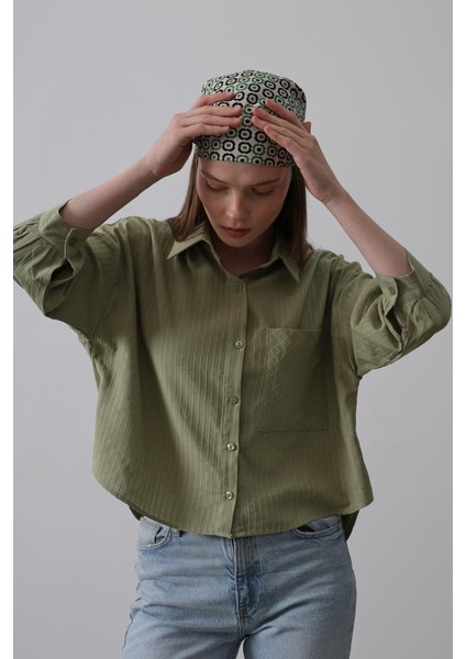 Cepli Kısa Kesim Gömlek - Haki