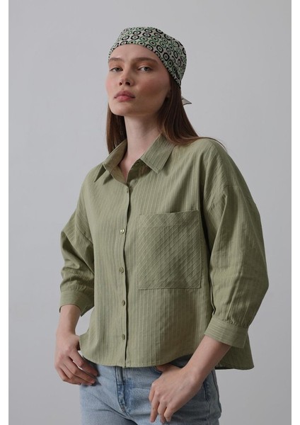 Cepli Kısa Kesim Gömlek - Haki modelleri