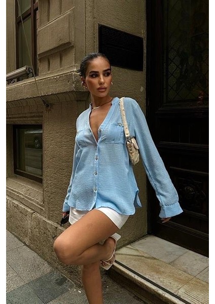 Poulina Flamlı Keten Gömlek 3257-08