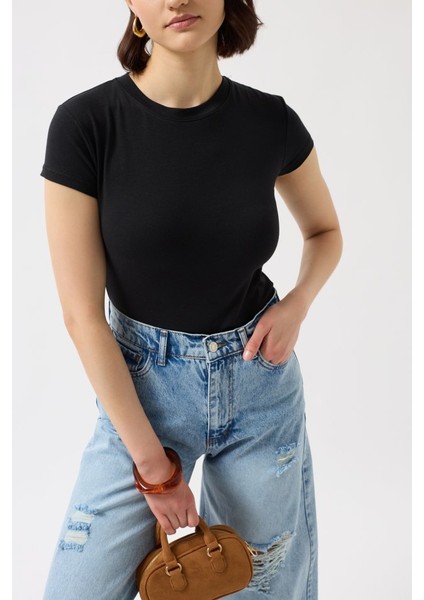 Likralı Basic T-Shirt