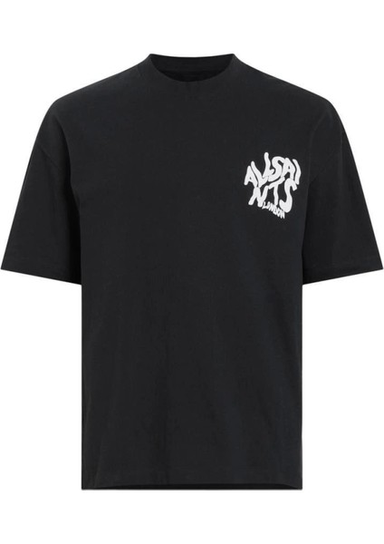 Erkek Baskılı Oversize T-Shirt - Siyah modelleri