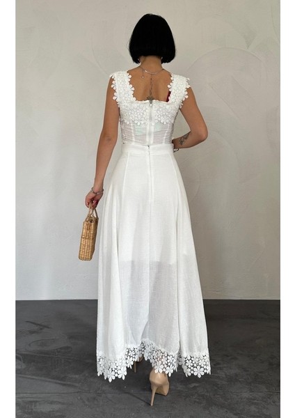 Beyaz Güpürlü Crop ve Etek Takım modelleri