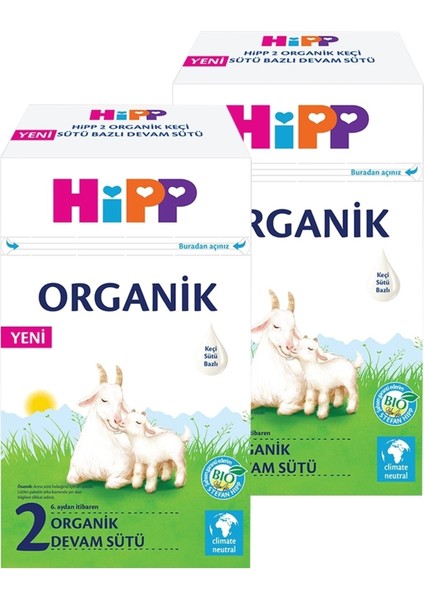 2 Organik Keçi Sütü Bazlı Devam Sütü 400 gr x 2 Adet