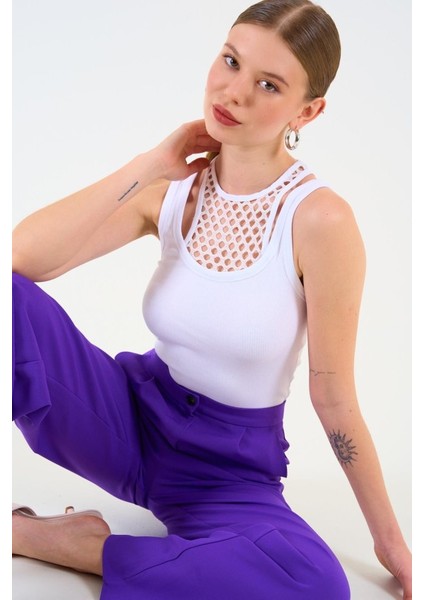 Içi Dantelli Kaşkorse Atlet - Beyaz modelleri