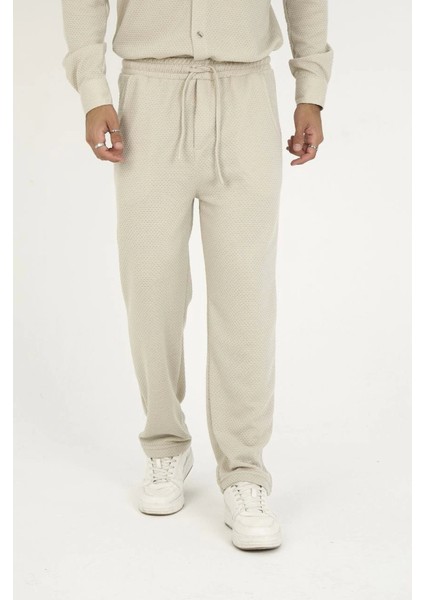 Jakar Kutu Desenli Baggy Eşofman Pantolon - Gri