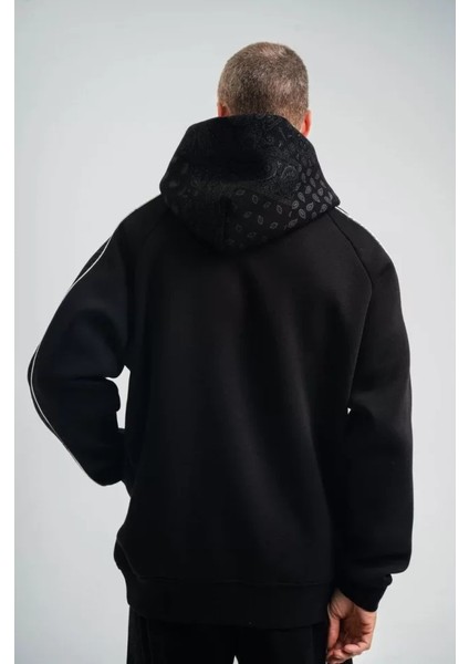Polızeı Premium Kalite Unisex Kapşonlu Ara Biyeli Sweatshirt - Siyah fiyatları