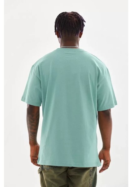 Unisex Baskılı Oversize T-Shirt - Mint Yeşili fiyatları
