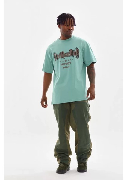Unisex Baskılı Oversize T-Shirt - Mint Yeşili modelleri
