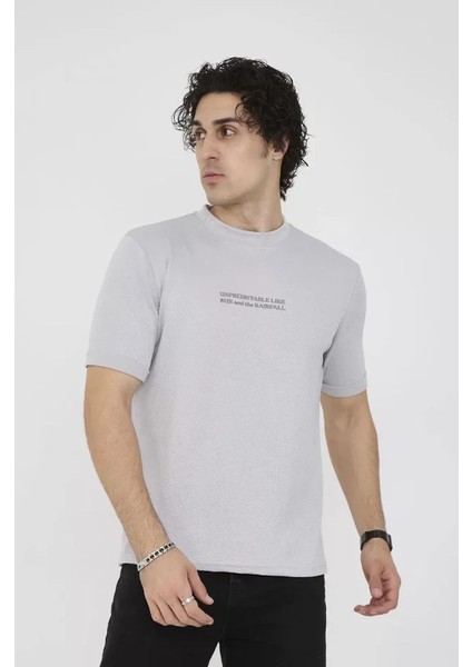 Unisex Bisiklet Yaka Slim Fit T-Shirt- Boyalı Gri fiyatları