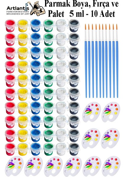 Parmak Boyası 5 ml 6 Renk Resim Fırçası ve Palet 10 Paket Mini Küçük Parmak Boya Etkinlik Boyama Boyası Su Bazlı Resim
