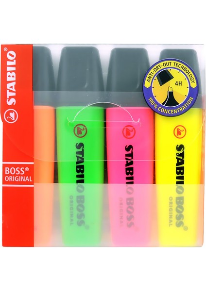 Boss Original Pastel Renk Fosforlu Kalem 4'lü Paket