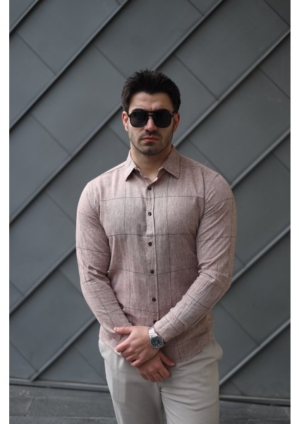 Erkek Pamuklu Keten Kumaş Gömlek fiyatları