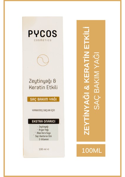Pycos Cosmetıcs Zeytinyağı-Keratin-Argan Yağı Etkenli Besleyici ve Onarıcı Saç Bakım Kompleksi 100 ml indirimleri