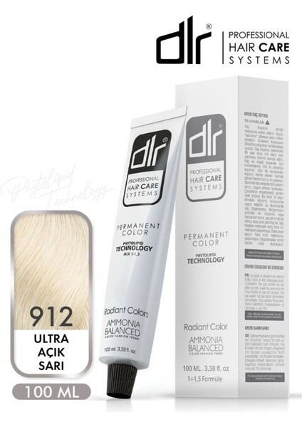 Dlr Color Saç Boyası 100ML 912 Ultra Açık Sarı - Profesyonel Kuaför Kalitesinde Renk ve Parlaklık!
