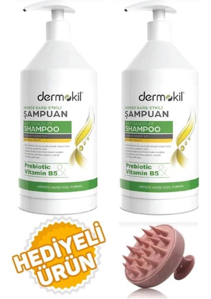 Dermokil Şampuan Kepeğe Karşı Etkili 1000 ml 2 Adet+Saç Masaj Tarağı