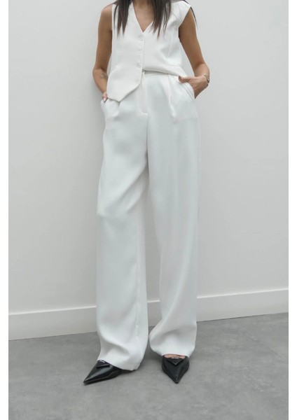 Yumuşak Dokulu Pileli Palazzo Pantolon