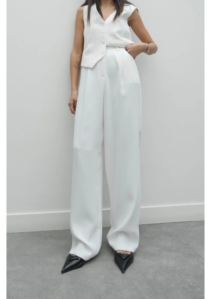 Yumuşak Dokulu Pileli Palazzo Pantolon modelleri