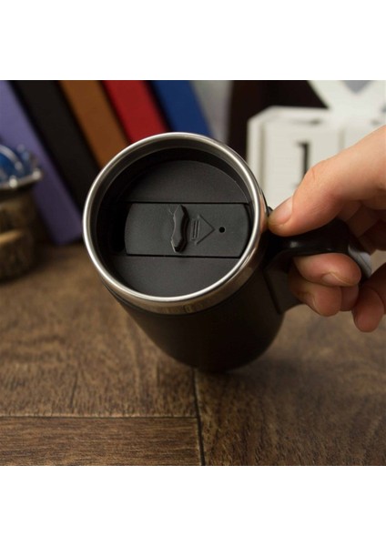 Kişiye Özel Kulplu Çelik Termos Bardak Mat Siyah 240 ml - Coffee