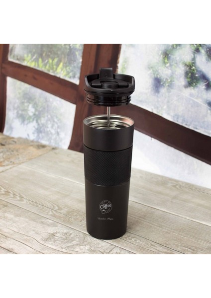 Kişiye Özel French Pres Çelik Termos 450 Ml​ - Coffee fırsatları