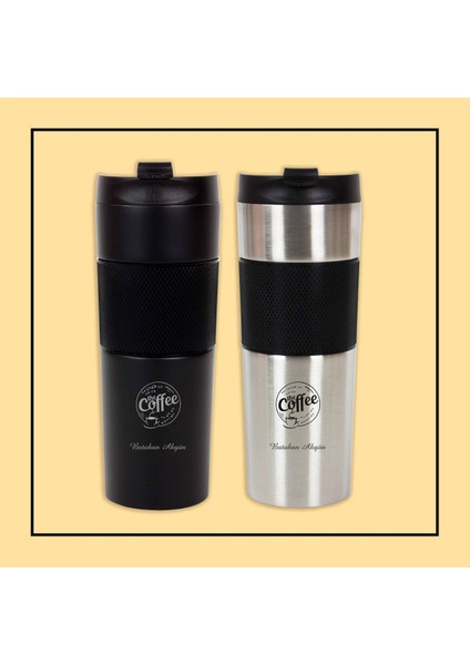 Kişiye Özel French Pres Çelik Termos 450 Ml​ - Coffee