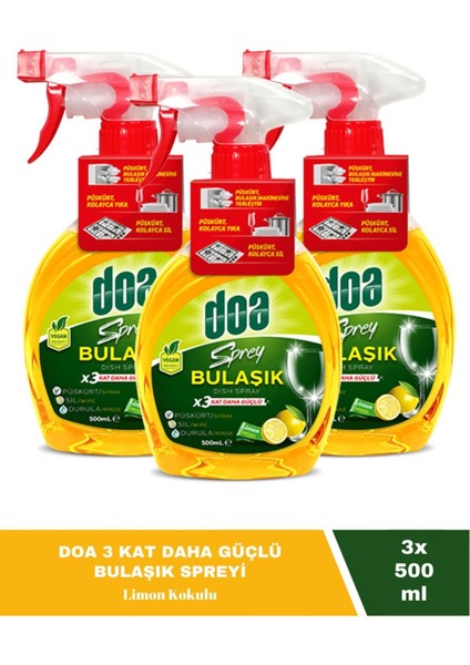 3 Kat Daha Güçlü Sprey Bulaşık Limon 500 ml X3 Adet