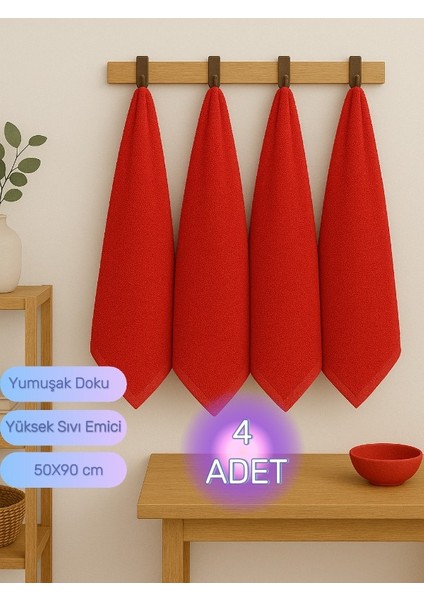 ( 4 Adet ) 50X90CM Pamuklu Havlu , Berber Havlusu, Kuaför Havlusu, Sporcu Havlusu, El Yüz Havlusu