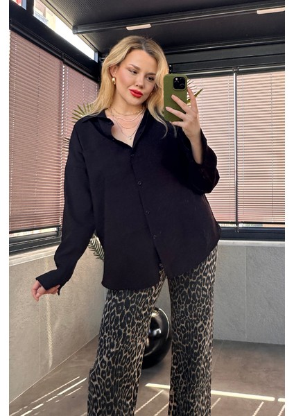 Siyah Tek Cepli Tensel Gömlek