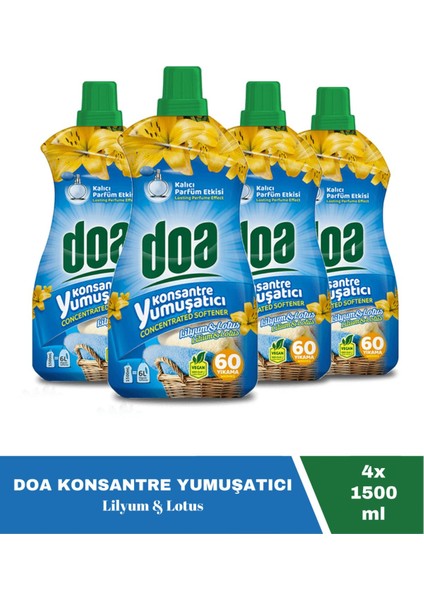 Doa Konsantre Yumuşatıcı Lilyum & Lotus 1500 ml X4 Adet