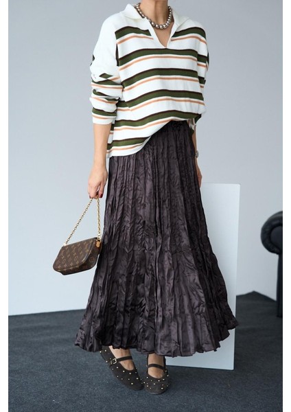 Saten Uzun Etek - Kahve fırsatları