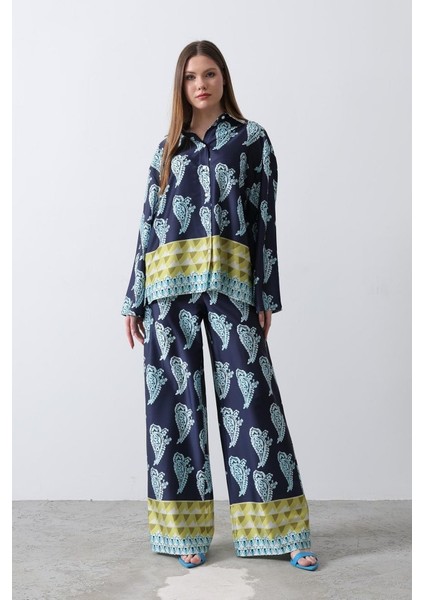 Desenli Saten Bol Takım - Indigo fiyatları