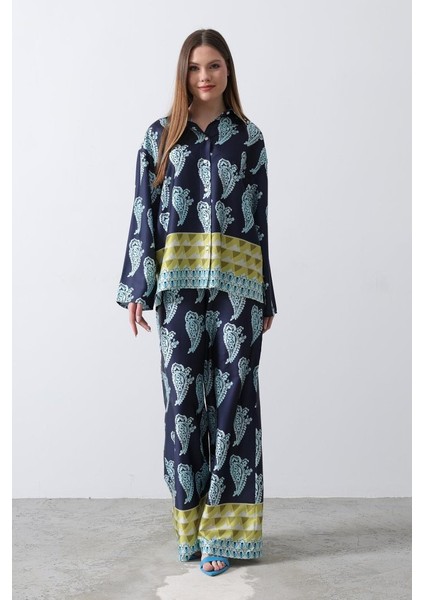 Desenli Saten Bol Takım - Indigo modelleri