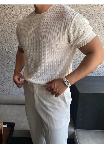 Erkek Kısa Kollu Bisiklet Yaka Triko Bluz modelleri