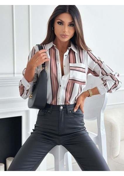 Kadın Uzun Kol Cep Detay Dijital Baskılı Mosskrep Kumaş Gömlek fiyatları