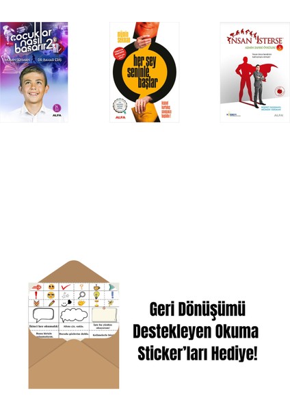 Çocuklar Nasıl Başarır 2 + Her Şey Seninle Başlar + Insan Isterse - Azmin Zaferi Öyküleri 5 + Okuma Sticker'ları