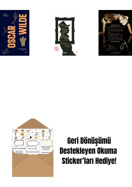 Oscar Wilde - Toplu Öyküler (Ciltli) + Dorian Gray'in Portresi + Dorian Gray'in Portresi (Ciltli) + Okuma Sticker'ları